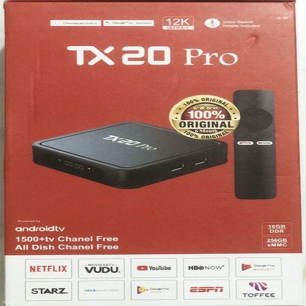 TX20 Pro 12K ULTRA HD Android Smart TV Box Voice Remote.